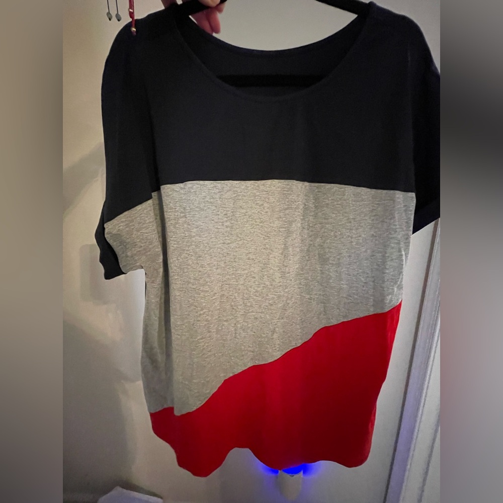 Color Block T-Shirt in Black, Gray, and Red